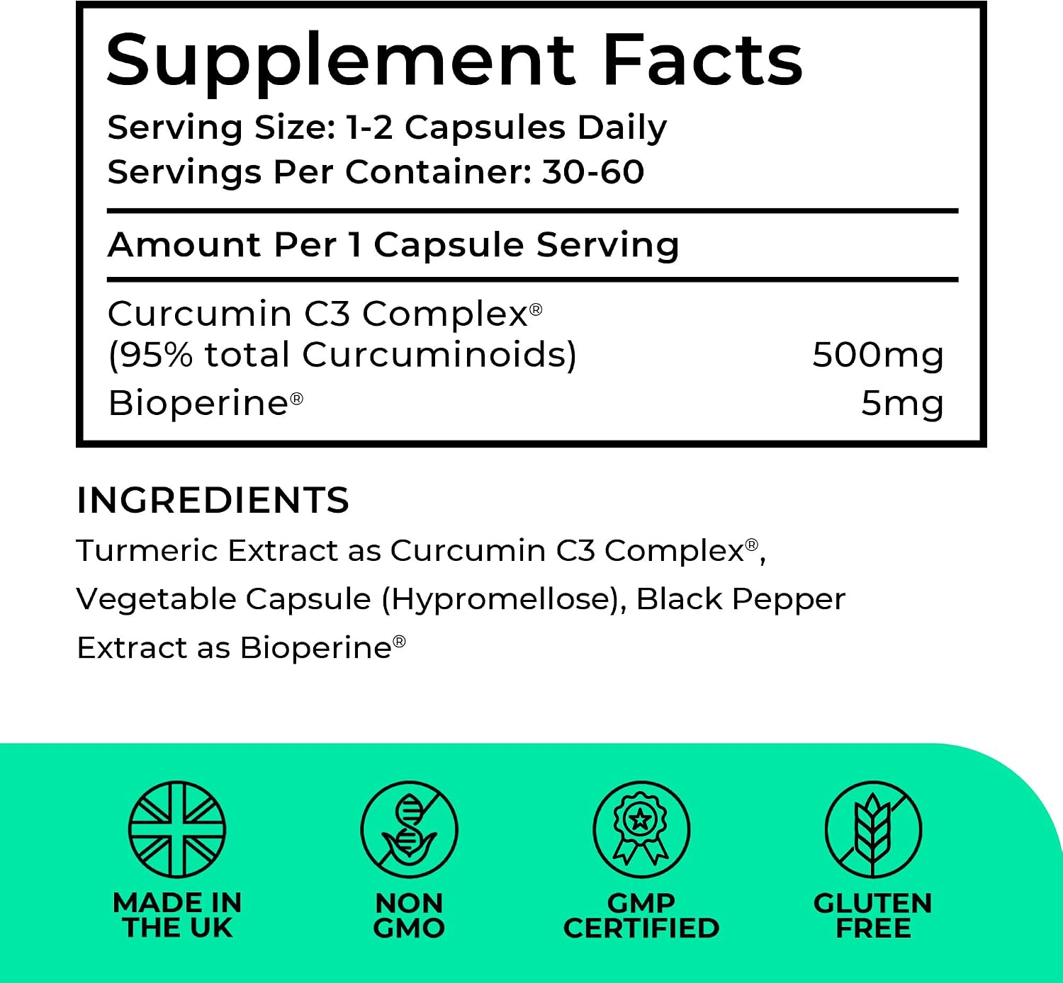 High Strength Curcumin with Bioperine